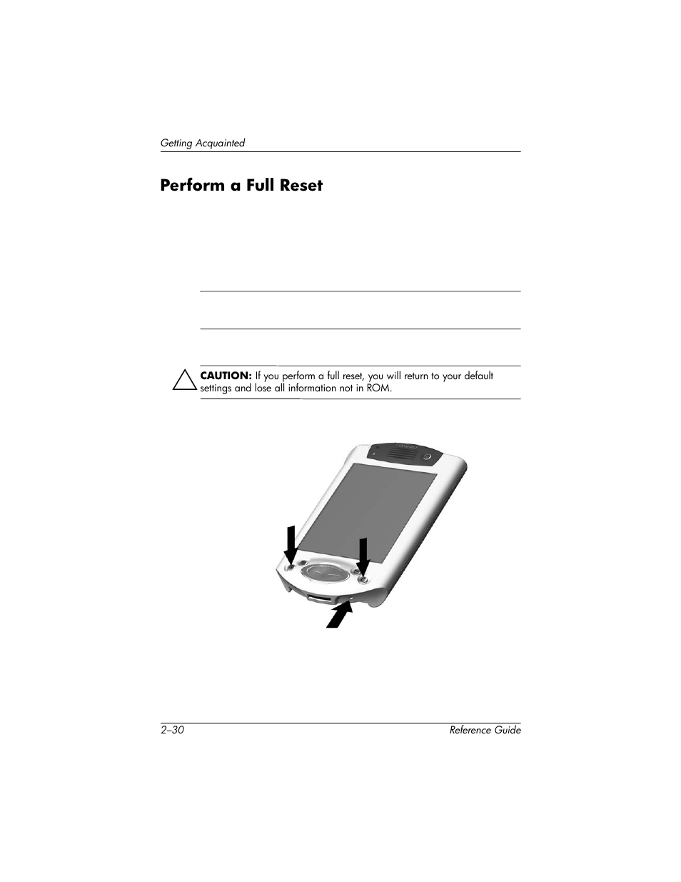 Perform a full reset, Perform a full reset –30 | HP h5400 User Manual | Page 62 / 273