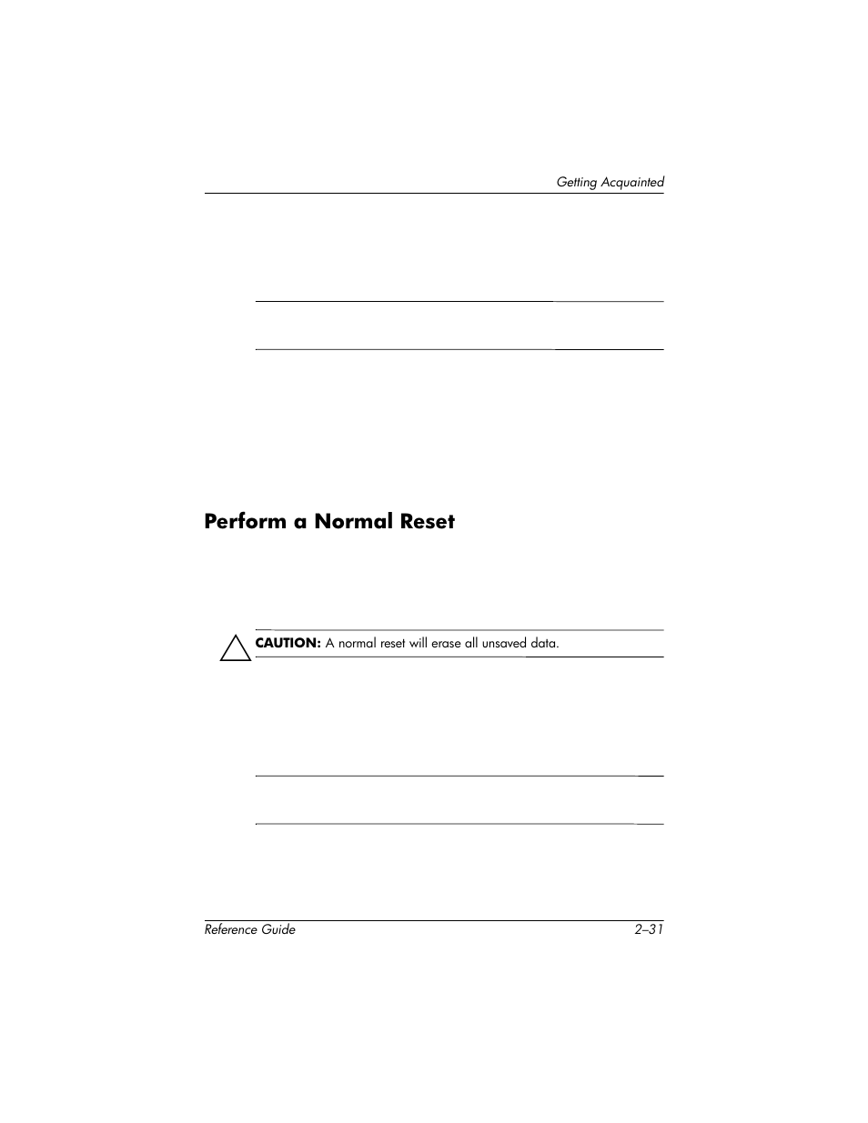 Perform a normal reset, Perform a normal reset –31 | HP h5400 User Manual | Page 63 / 273