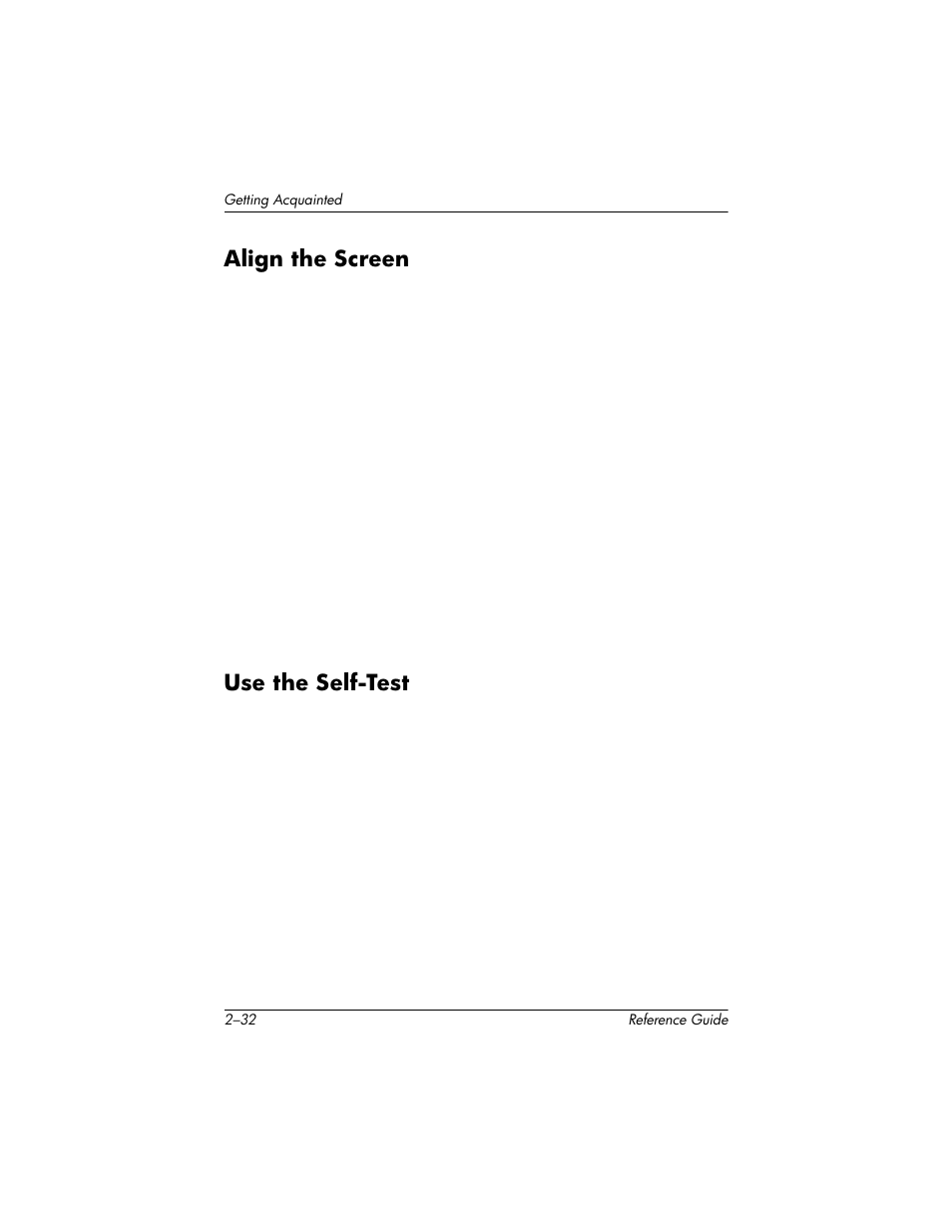 Align the screen, Use the self-test, Align the screen –32 use the self-test –32 | HP h5400 User Manual | Page 64 / 273