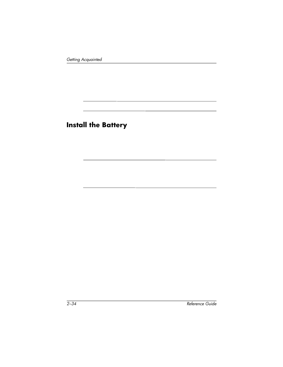 Install the battery, Install the battery –34 | HP h5400 User Manual | Page 66 / 273