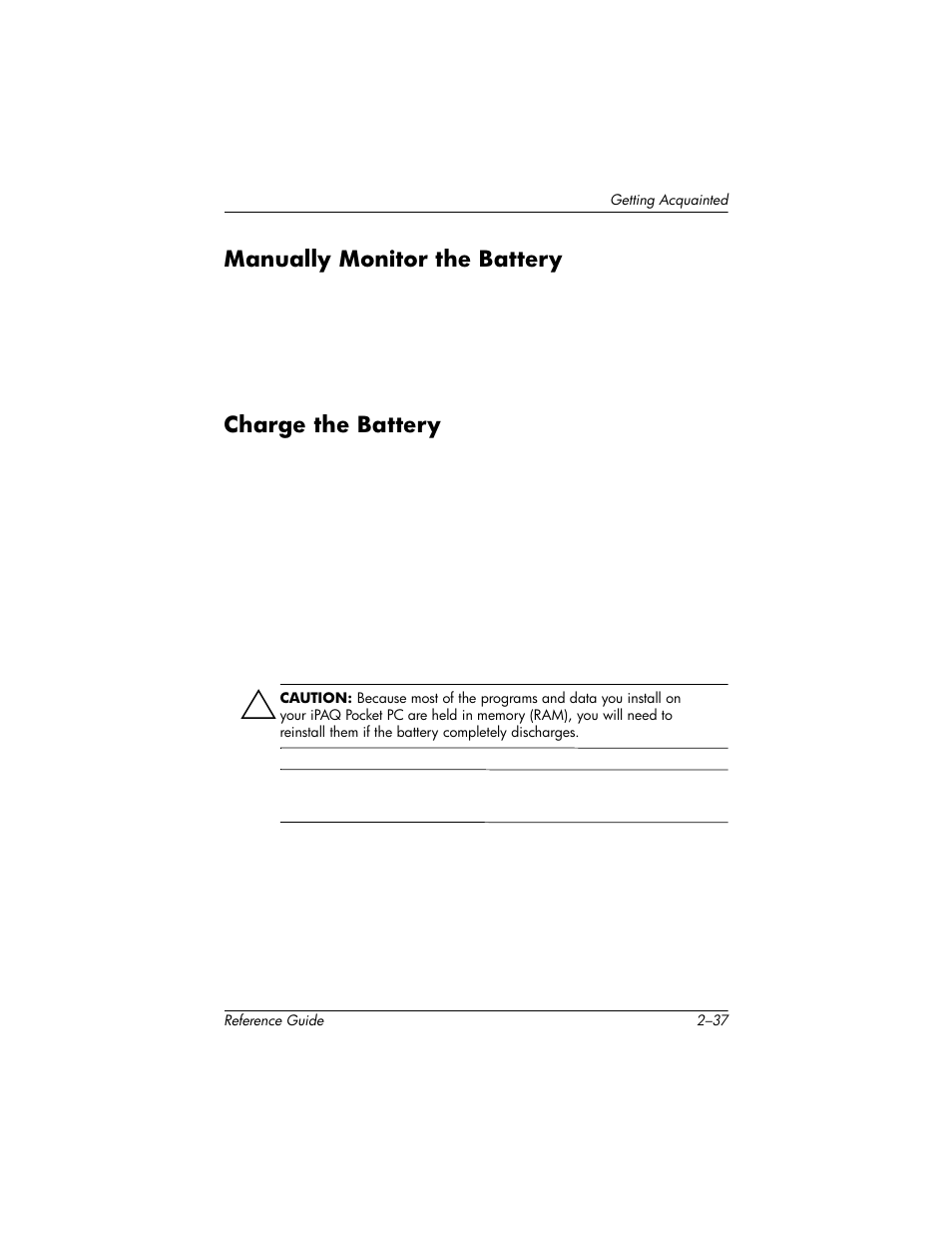 Manually monitor the battery, Charge the battery | HP h5400 User Manual | Page 69 / 273