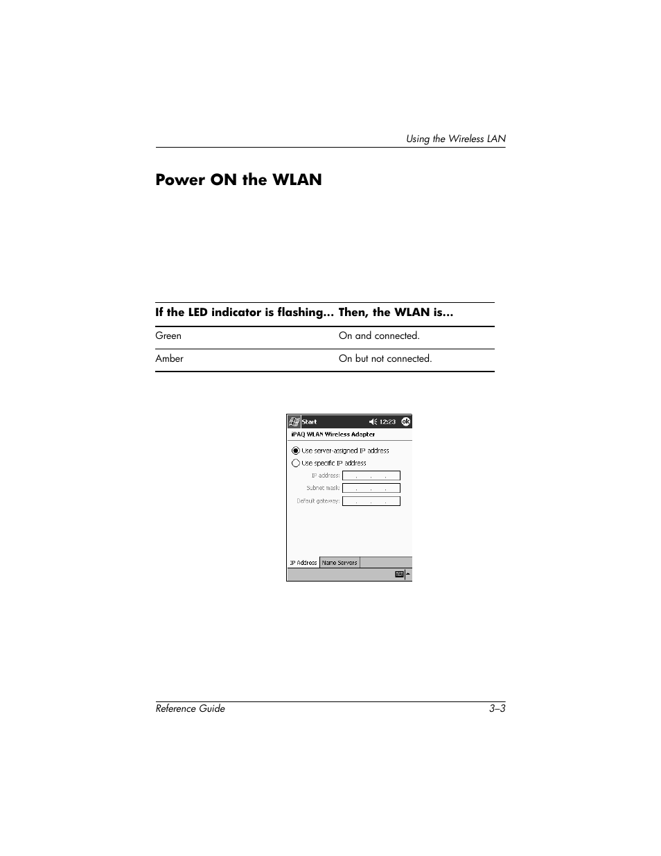 Power on the wlan, Power on the wlan –3 | HP h5400 User Manual | Page 89 / 273