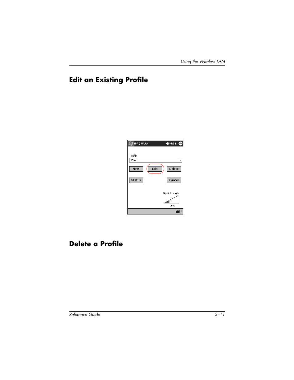 Edit an existing profile, Delete a profile, Edit an existing profile –11 delete a profile –11 | HP h5400 User Manual | Page 97 / 273