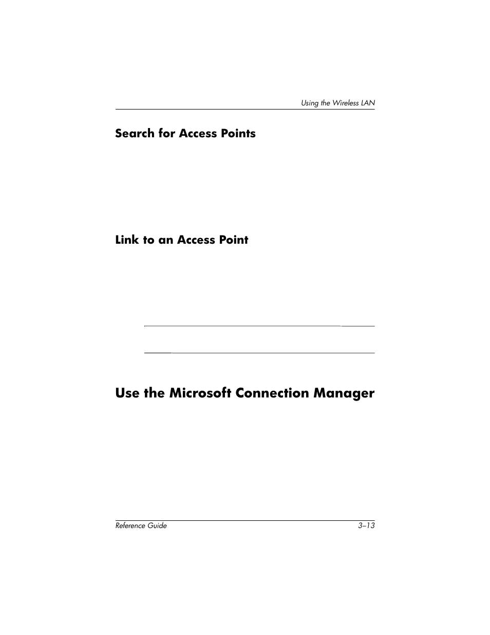 Search for access points, Link to an access point, Use the microsoft connection manager | Use the microsoft connection manager –13 | HP h5400 User Manual | Page 99 / 273