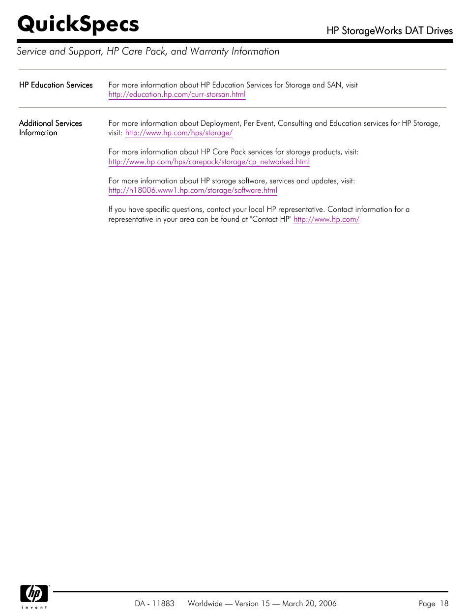 Quickspecs | HP 40 SCSI User Manual | Page 18 / 28