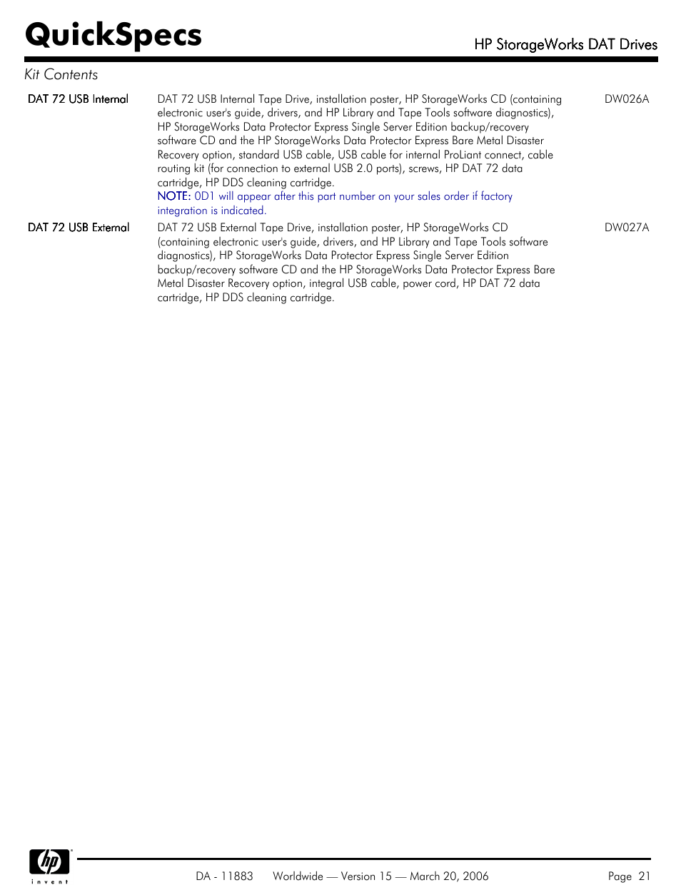 Quickspecs | HP 40 SCSI User Manual | Page 21 / 28