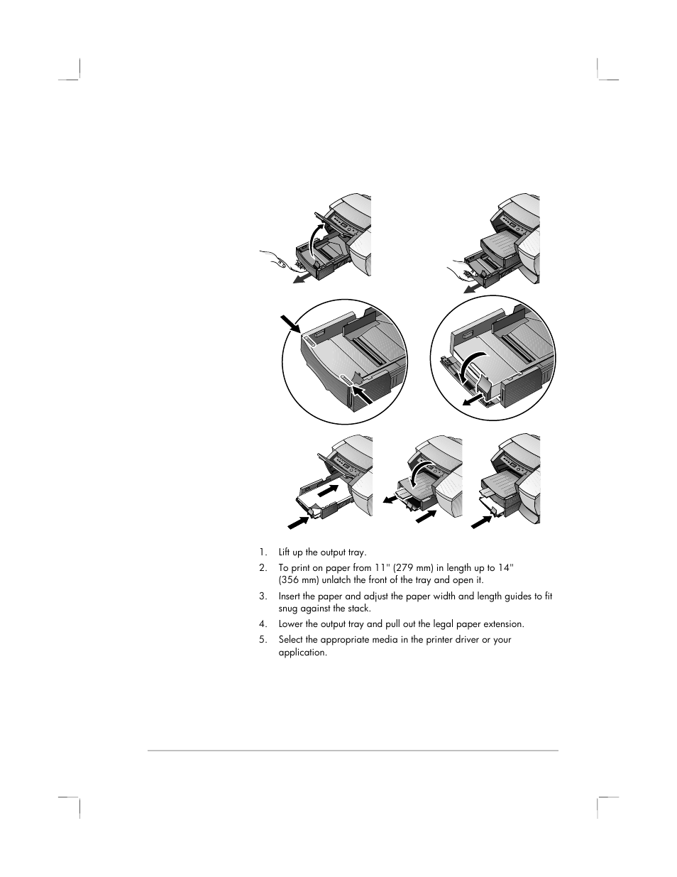 Printing on legal paper in tray 1 or tray 2 | HP 2250 User Manual | Page 34 / 81