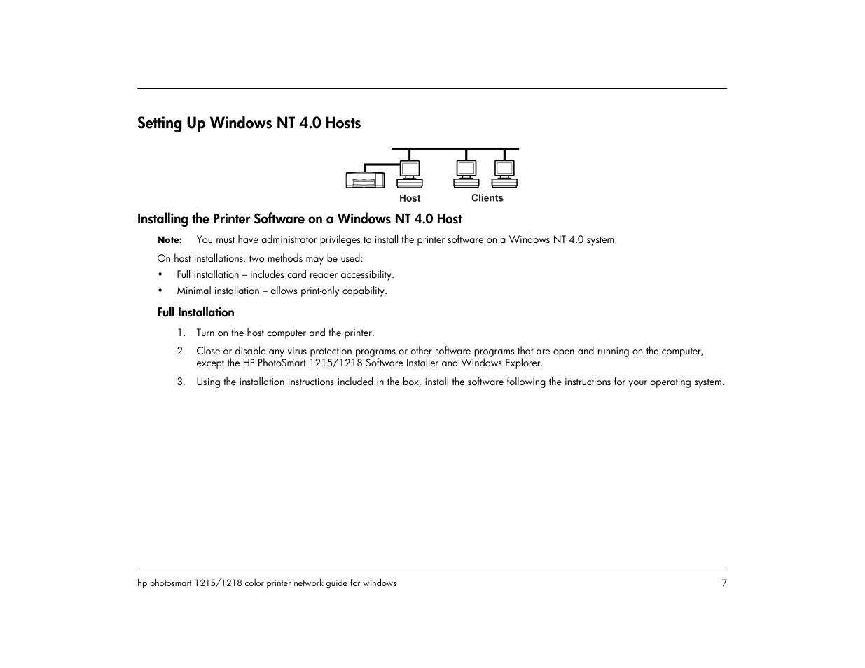 Setting up windows nt 4.0 hosts | HP 1218 User Manual | Page 9 / 23