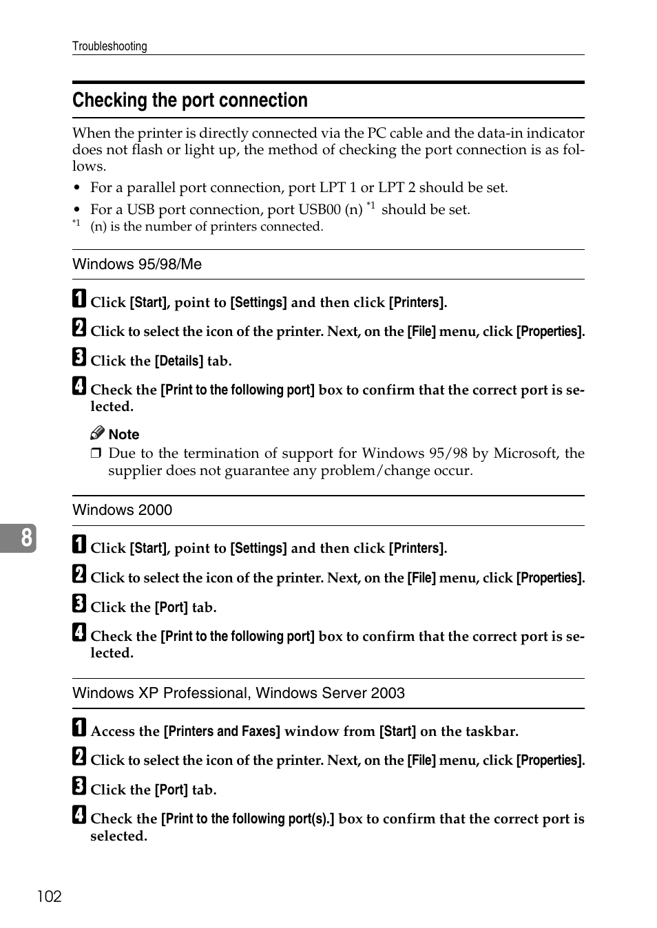 Checking the port connection | HP AFICIO SP 8100DN User Manual | Page 113 / 157
