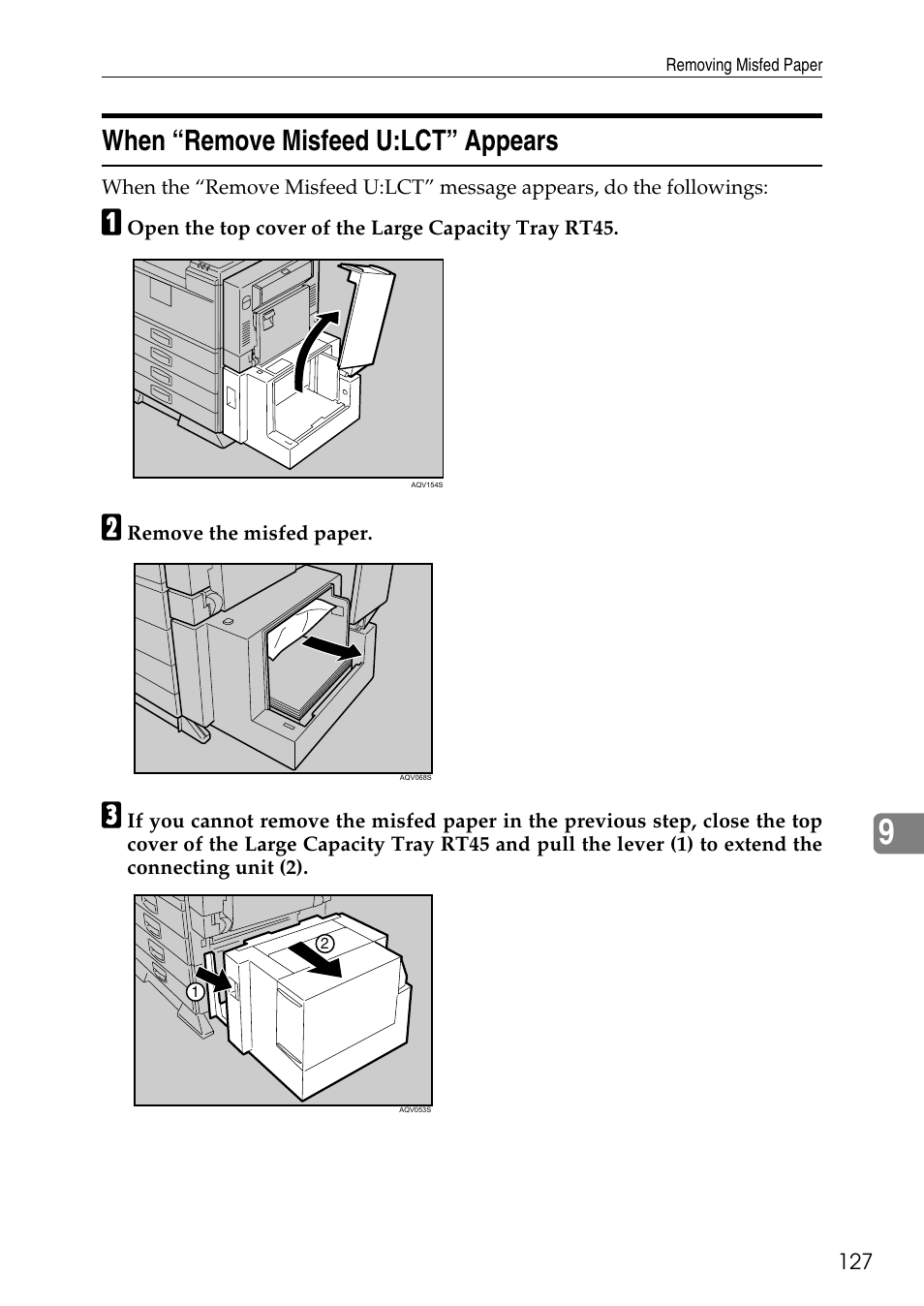 When “remove misfeed u:lct” appears | HP AFICIO SP 8100DN User Manual | Page 138 / 157
