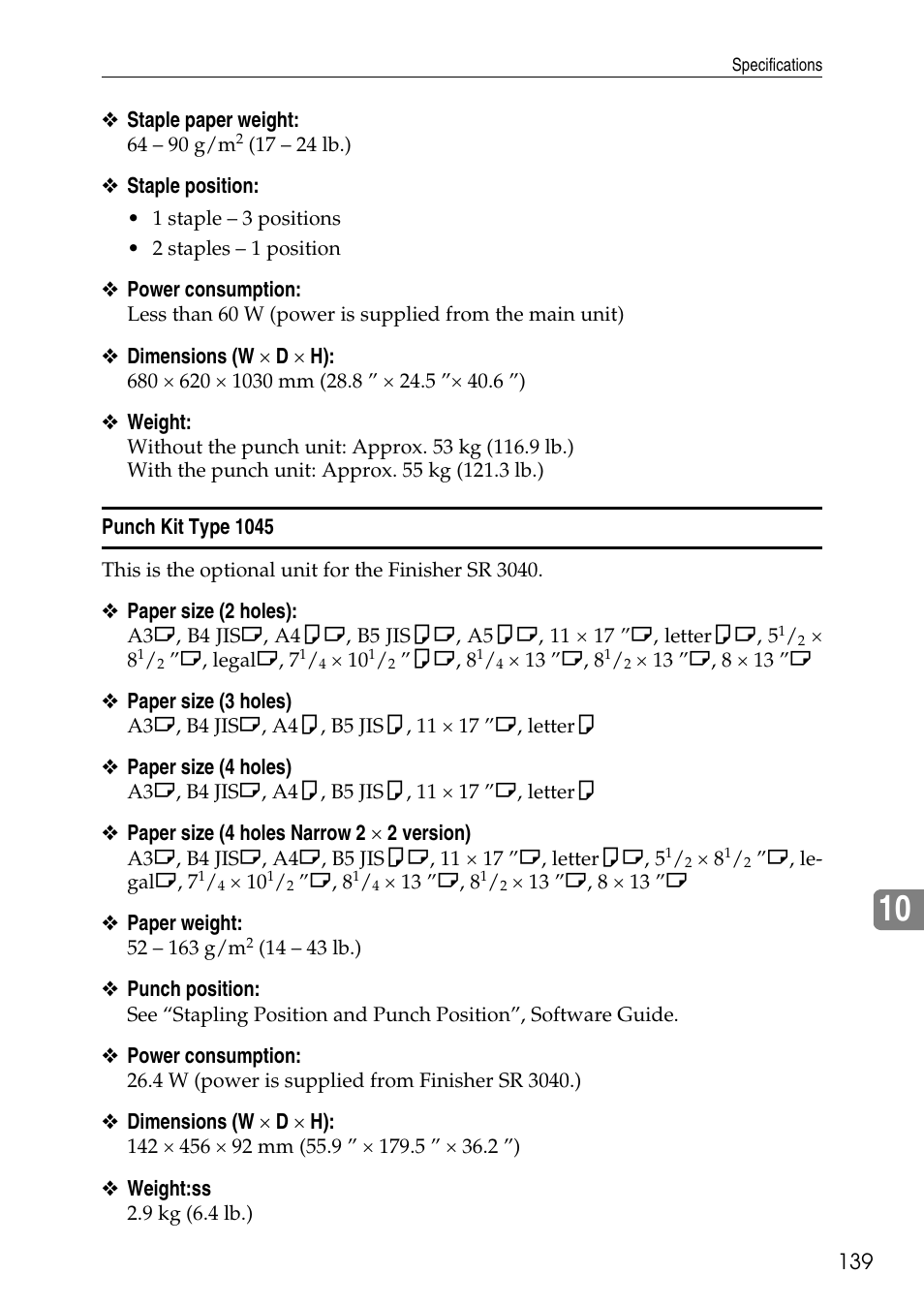 Punch kit type 1045 | HP AFICIO SP 8100DN User Manual | Page 150 / 157