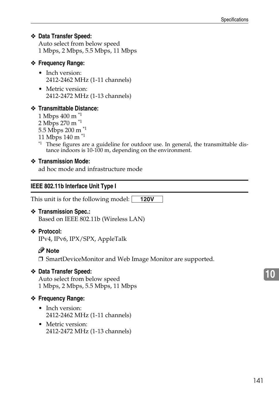 Ieee 802.11b interface unit type i | HP AFICIO SP 8100DN User Manual | Page 152 / 157