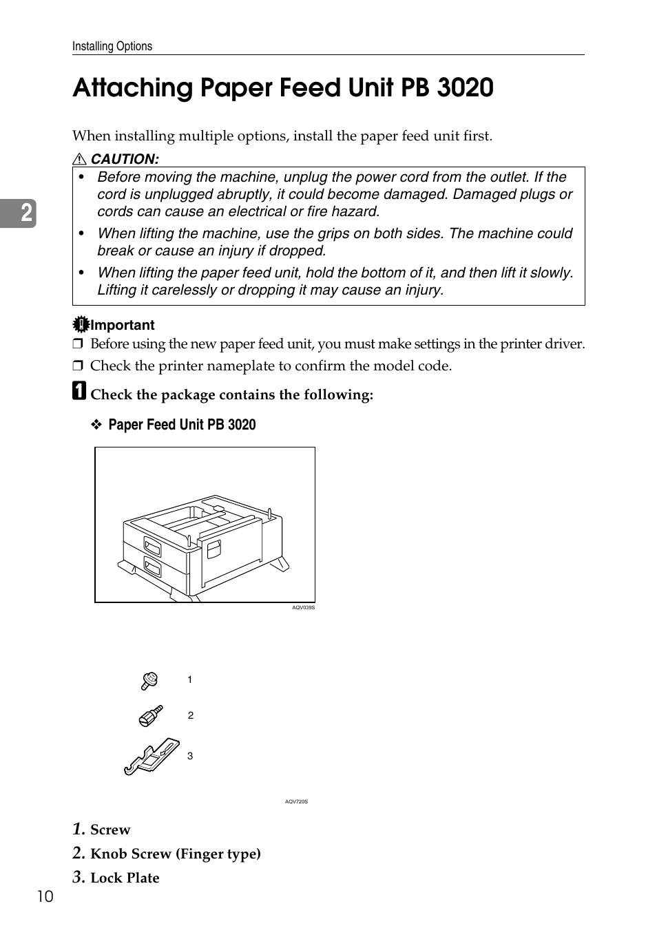 Attaching paper feed unit pb 3020 | HP AFICIO SP 8100DN User Manual | Page 21 / 157