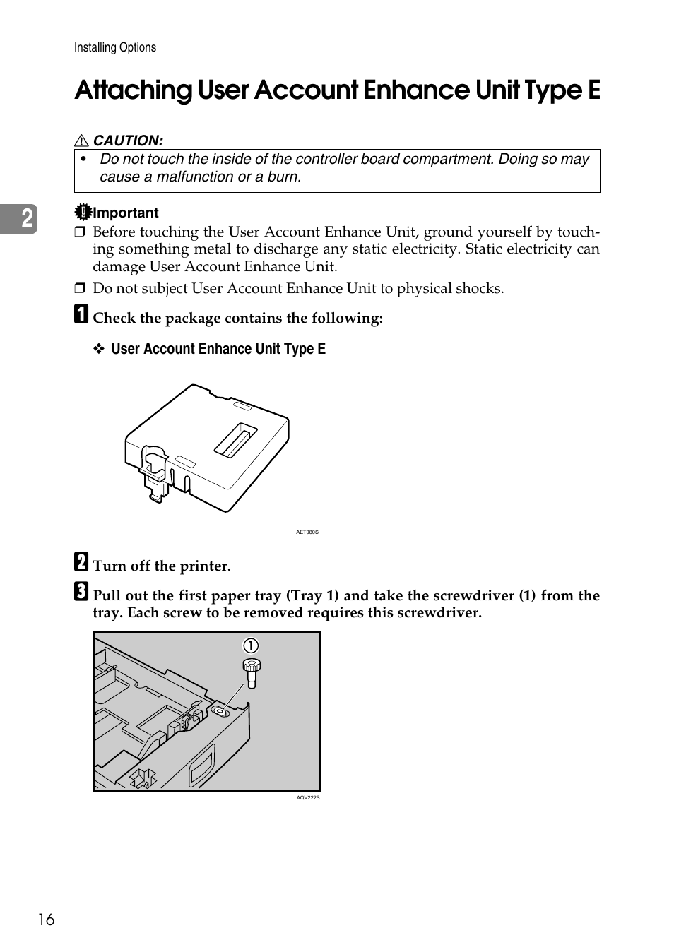 Attaching user account enhance unit type e, 2attaching user account enhance unit type e | HP AFICIO SP 8100DN User Manual | Page 27 / 157