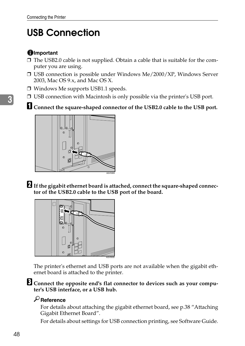 Usb connection, 3usb connection | HP AFICIO SP 8100DN User Manual | Page 59 / 157