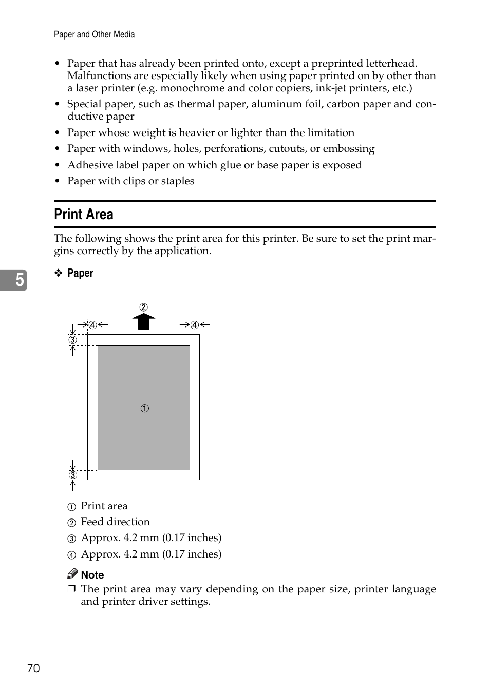 Print area | HP AFICIO SP 8100DN User Manual | Page 81 / 157