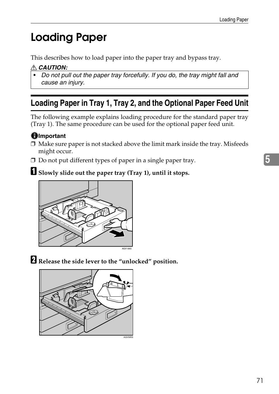 Loading paper, 5loading paper | HP AFICIO SP 8100DN User Manual | Page 82 / 157