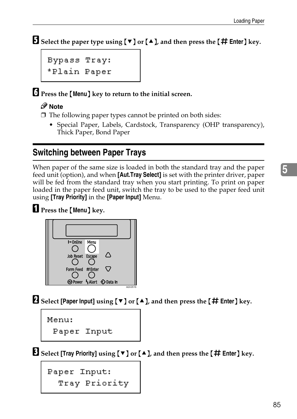 Switching between paper trays | HP AFICIO SP 8100DN User Manual | Page 96 / 157