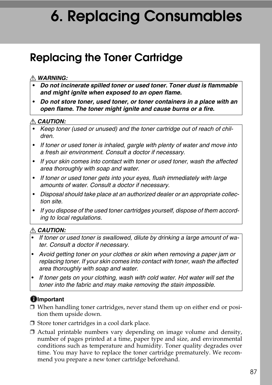  replacing consumables, Replacing the toner cartridge, Replacing consumables | HP AFICIO SP 8100DN User Manual | Page 98 / 157