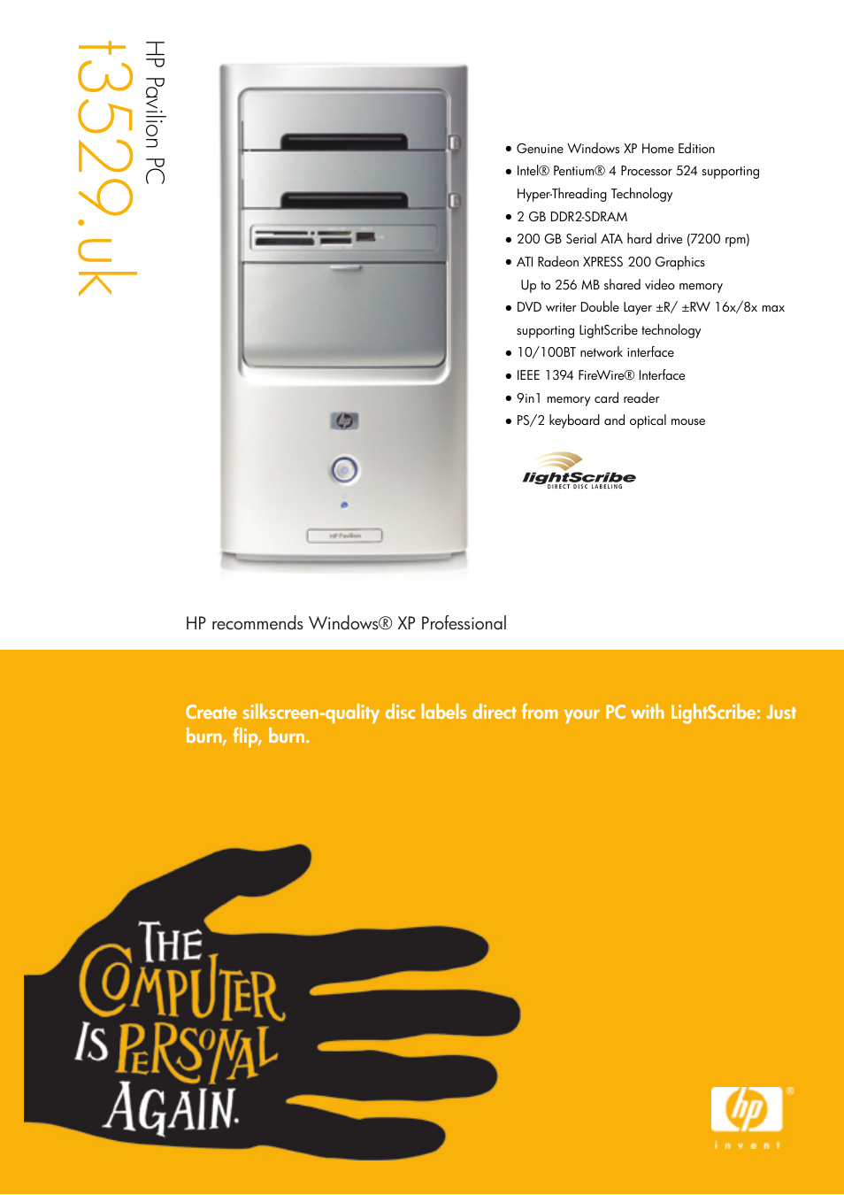 HP Pavilion T3529 User Manual | 2 pages