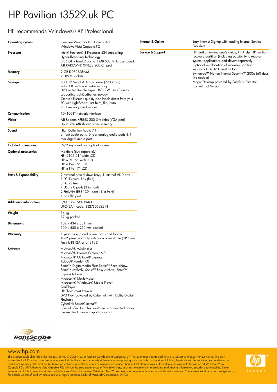 Hp pavilion t3529.uk pc | HP Pavilion T3529 User Manual | Page 2 / 2