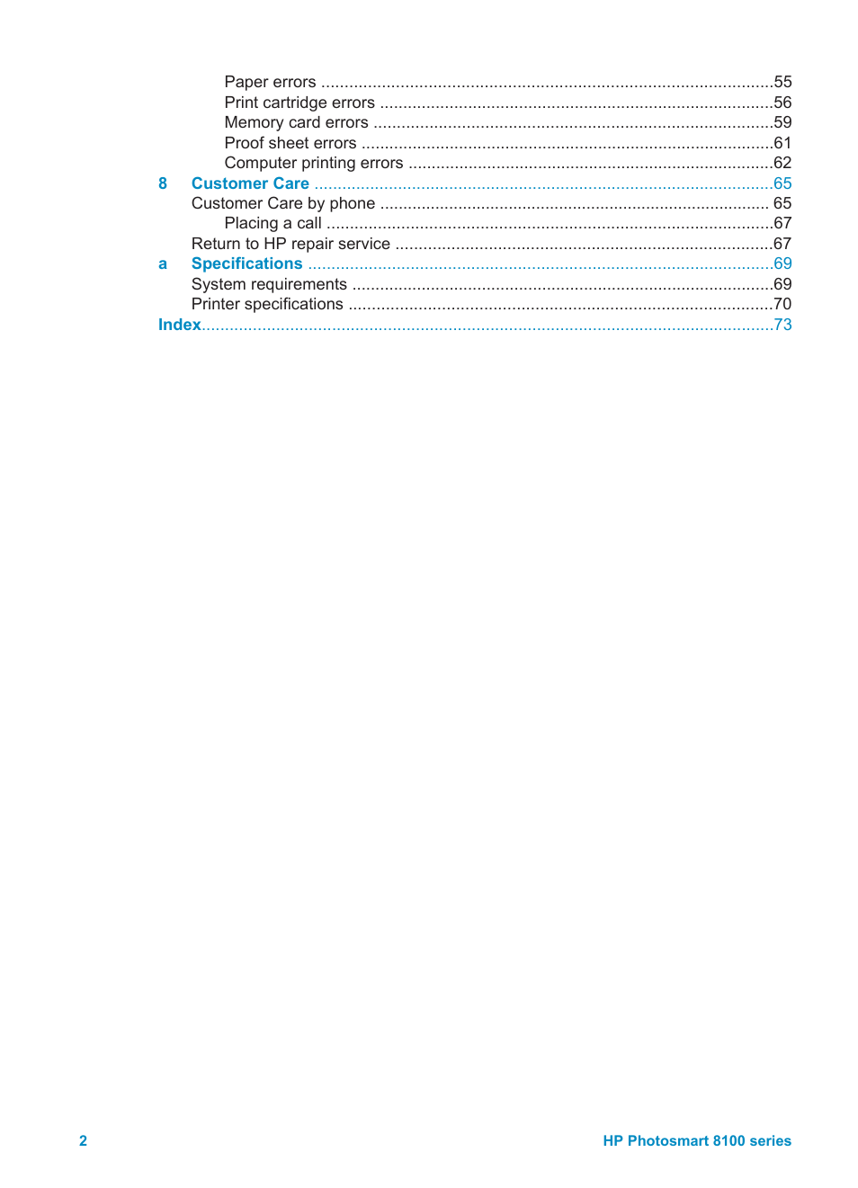 HP 8100 Series User Manual | Page 5 / 78