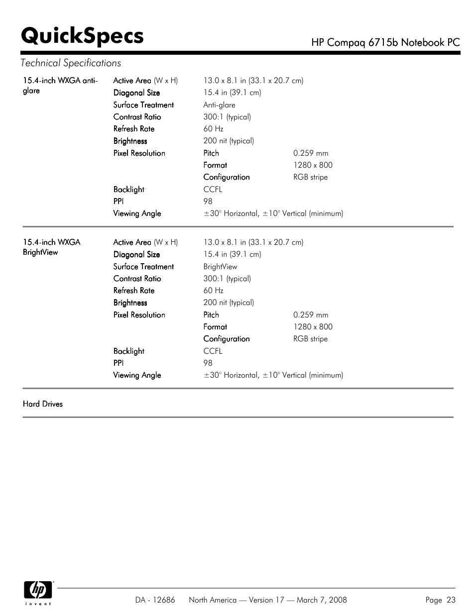 Quickspecs | HP 6715B User Manual | Page 23 / 42