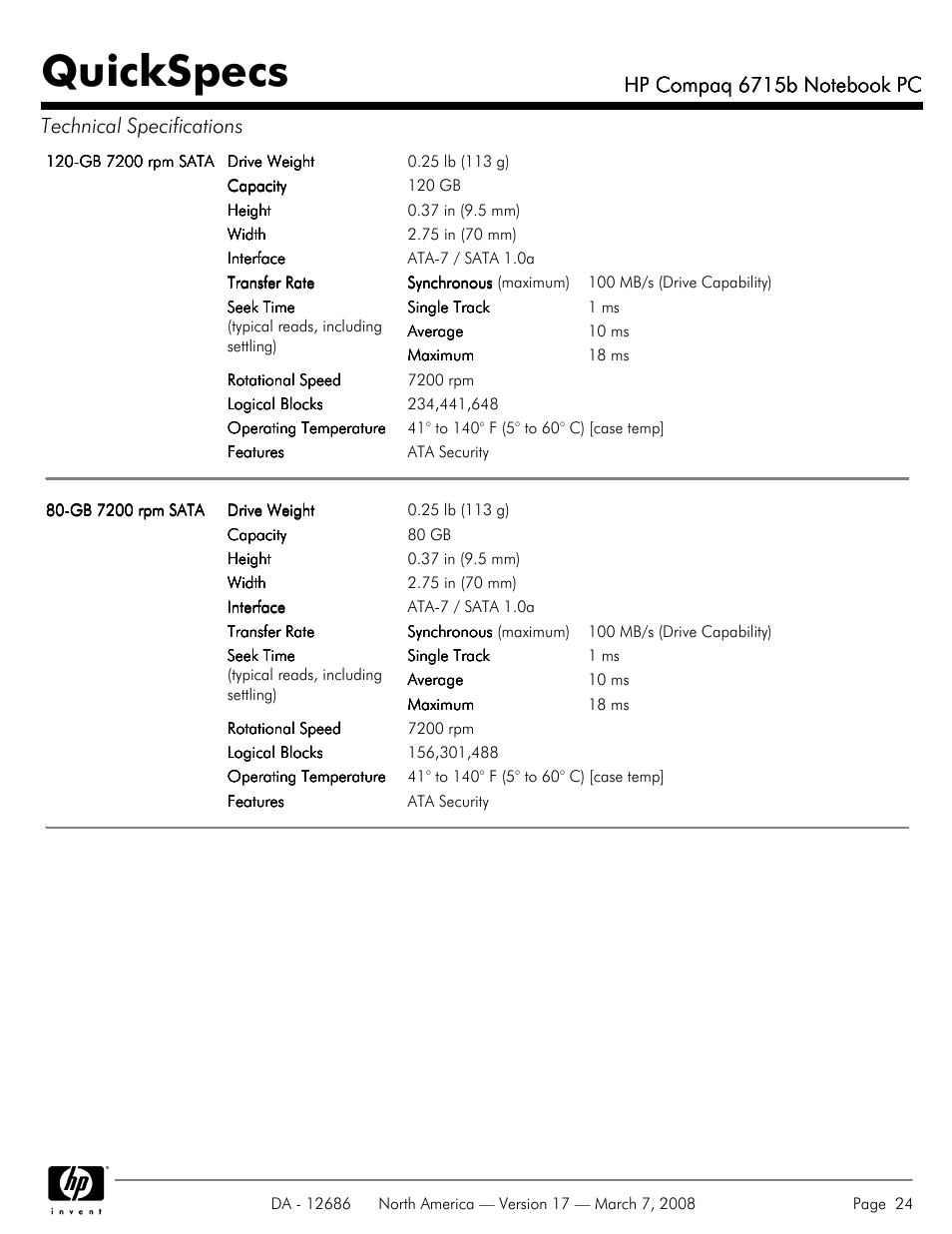 Quickspecs | HP 6715B User Manual | Page 24 / 42