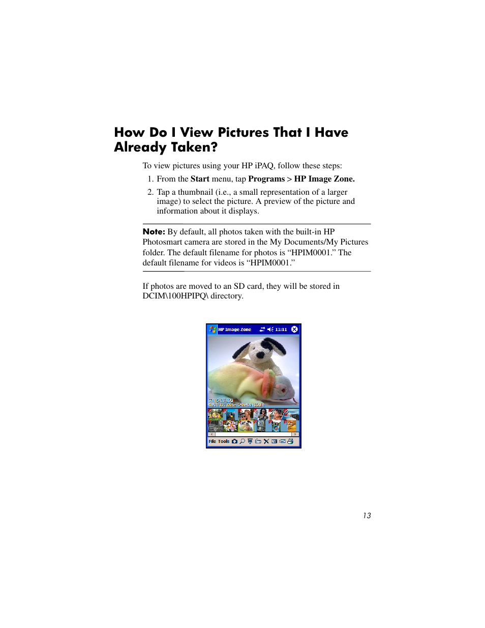 How do i view pictures that i have already taken | HP IPAQ RX3000 User Manual | Page 17 / 60