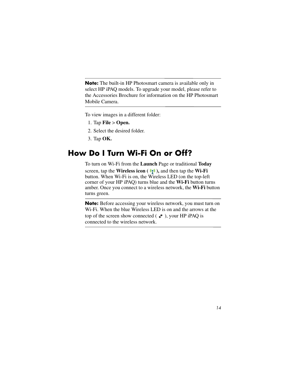 How do i turn wi-fi on or off | HP IPAQ RX3000 User Manual | Page 18 / 60