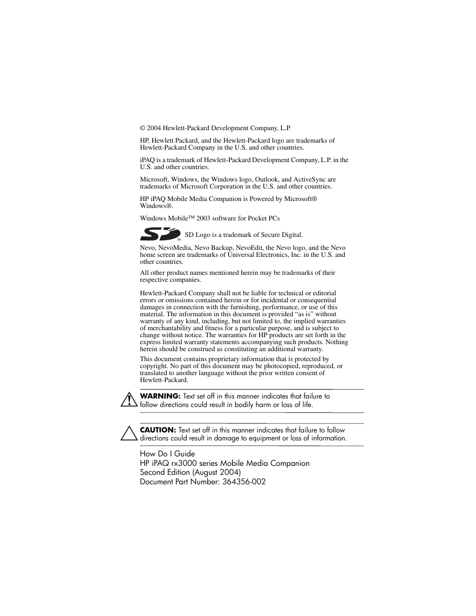 HP IPAQ RX3000 User Manual | Page 2 / 60