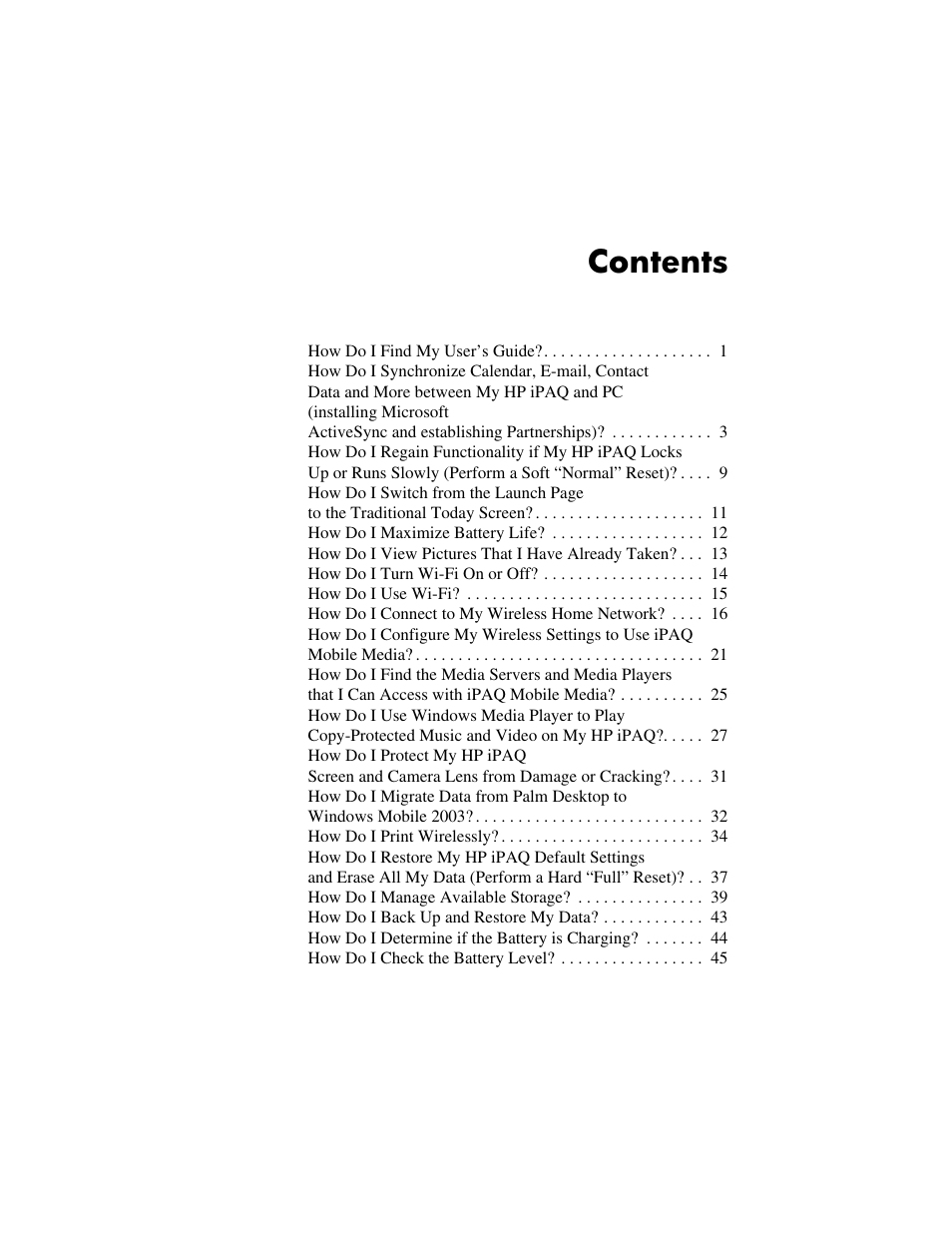 HP IPAQ RX3000 User Manual | Page 3 / 60