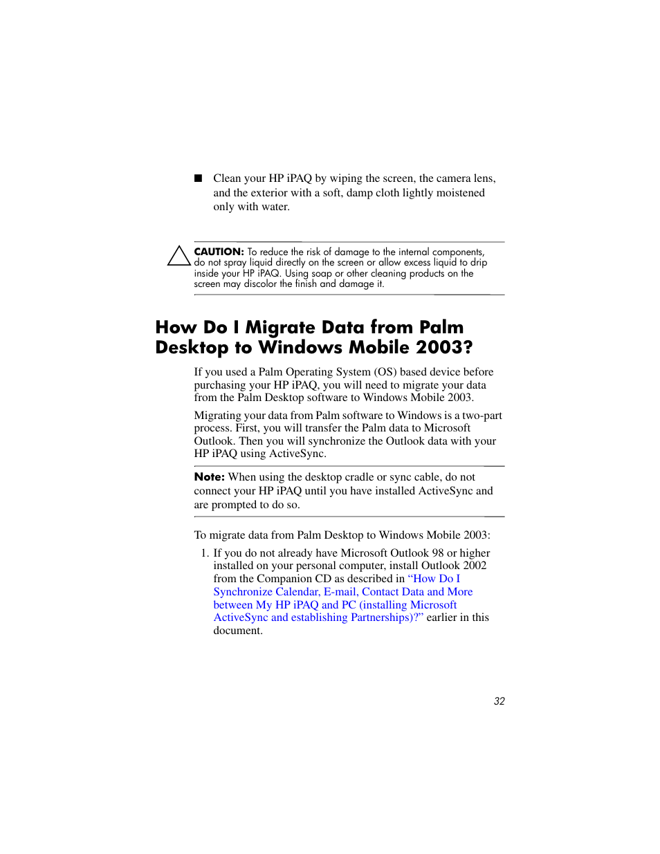 HP IPAQ RX3000 User Manual | Page 36 / 60