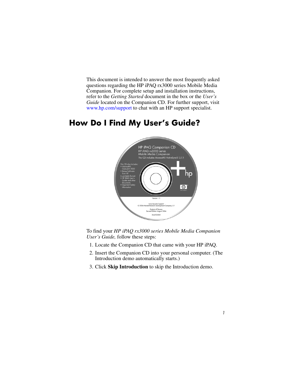 How do i find my user’s guide | HP IPAQ RX3000 User Manual | Page 5 / 60