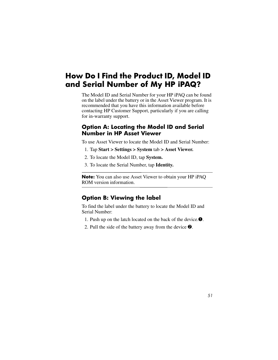 Option b: viewing the label | HP IPAQ RX3000 User Manual | Page 55 / 60