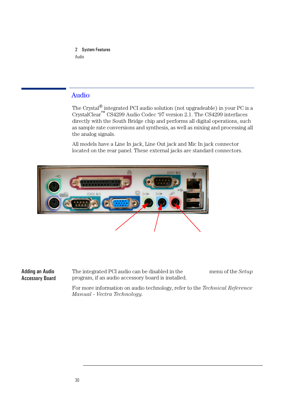Audio | HP Vectra VL400 User Manual | Page 30 / 64
