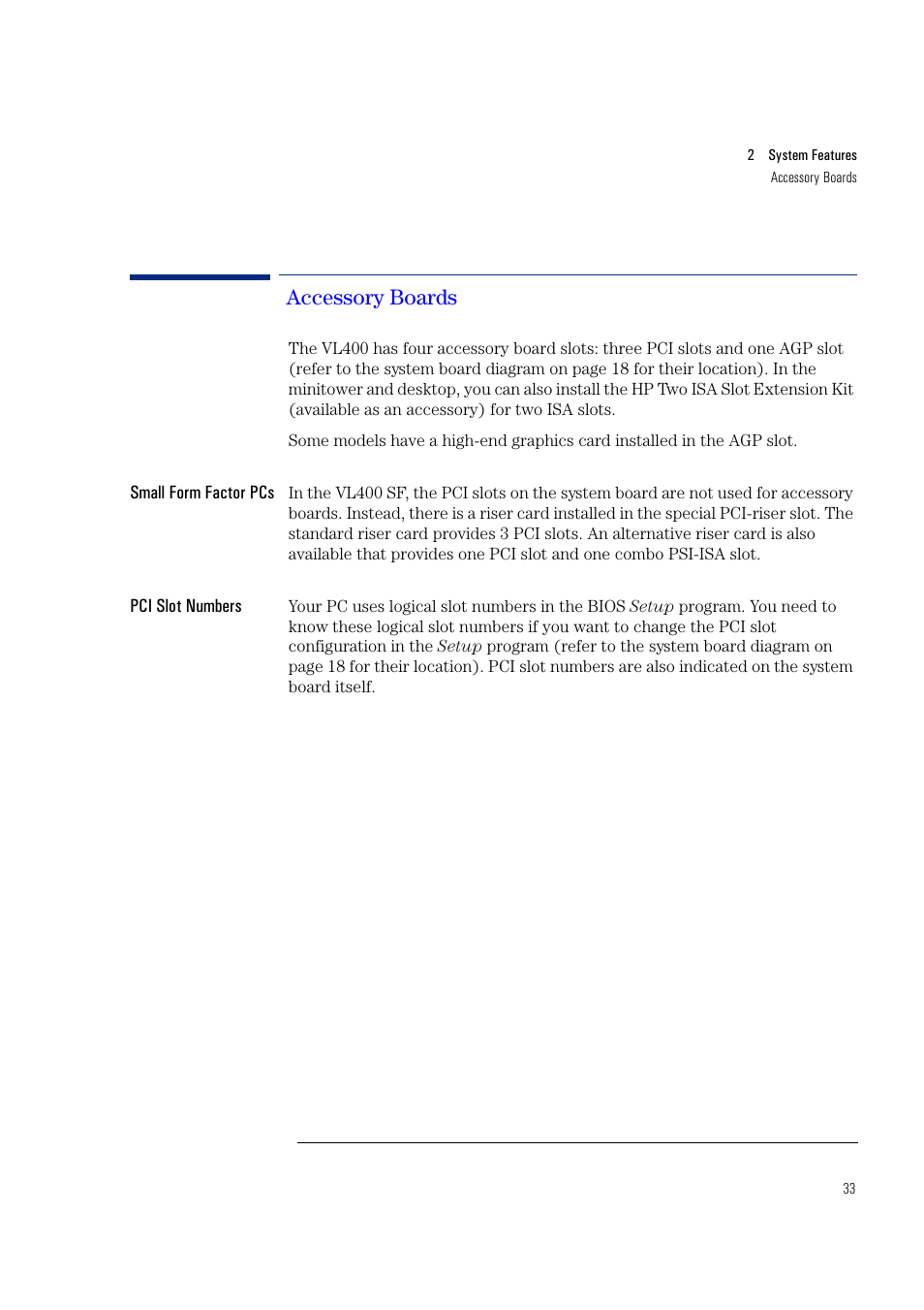 Accessory boards | HP Vectra VL400 User Manual | Page 33 / 64