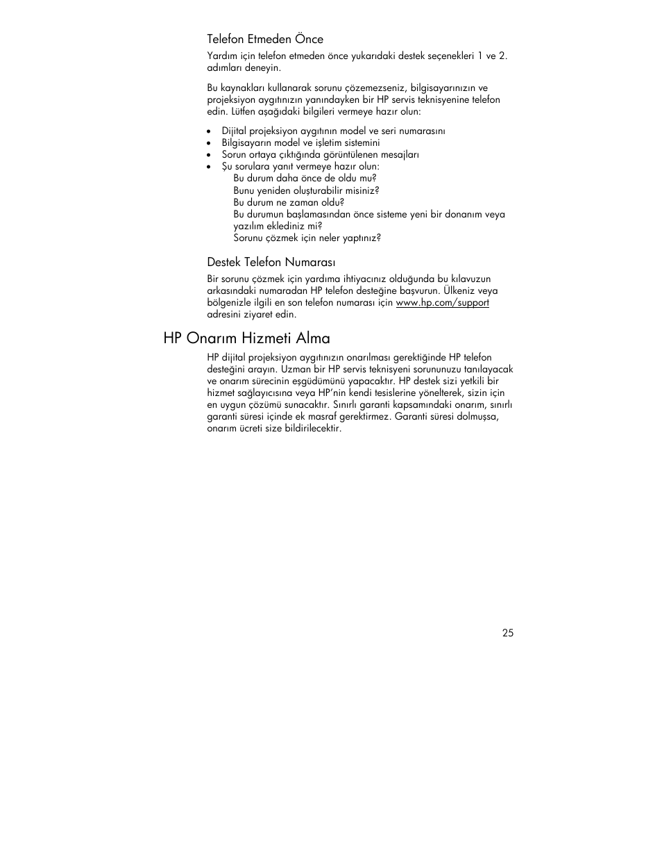 Hp onarım hizmeti alma | HP 4752 User Manual | Page 25 / 38