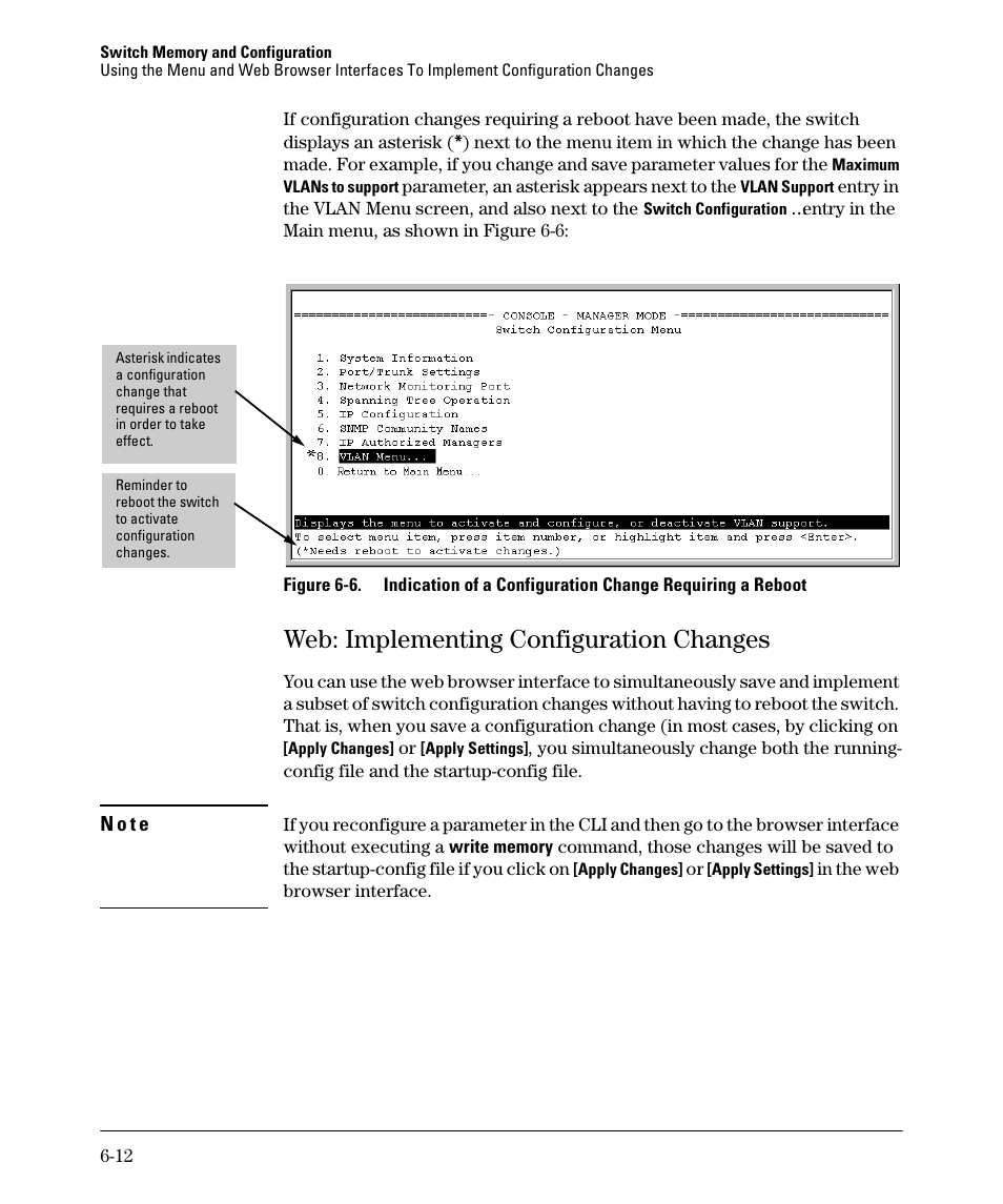 Web: implementing configuration changes, Web: implementing configuration changes -12 | HP 2910AL User Manual | Page 120 / 618