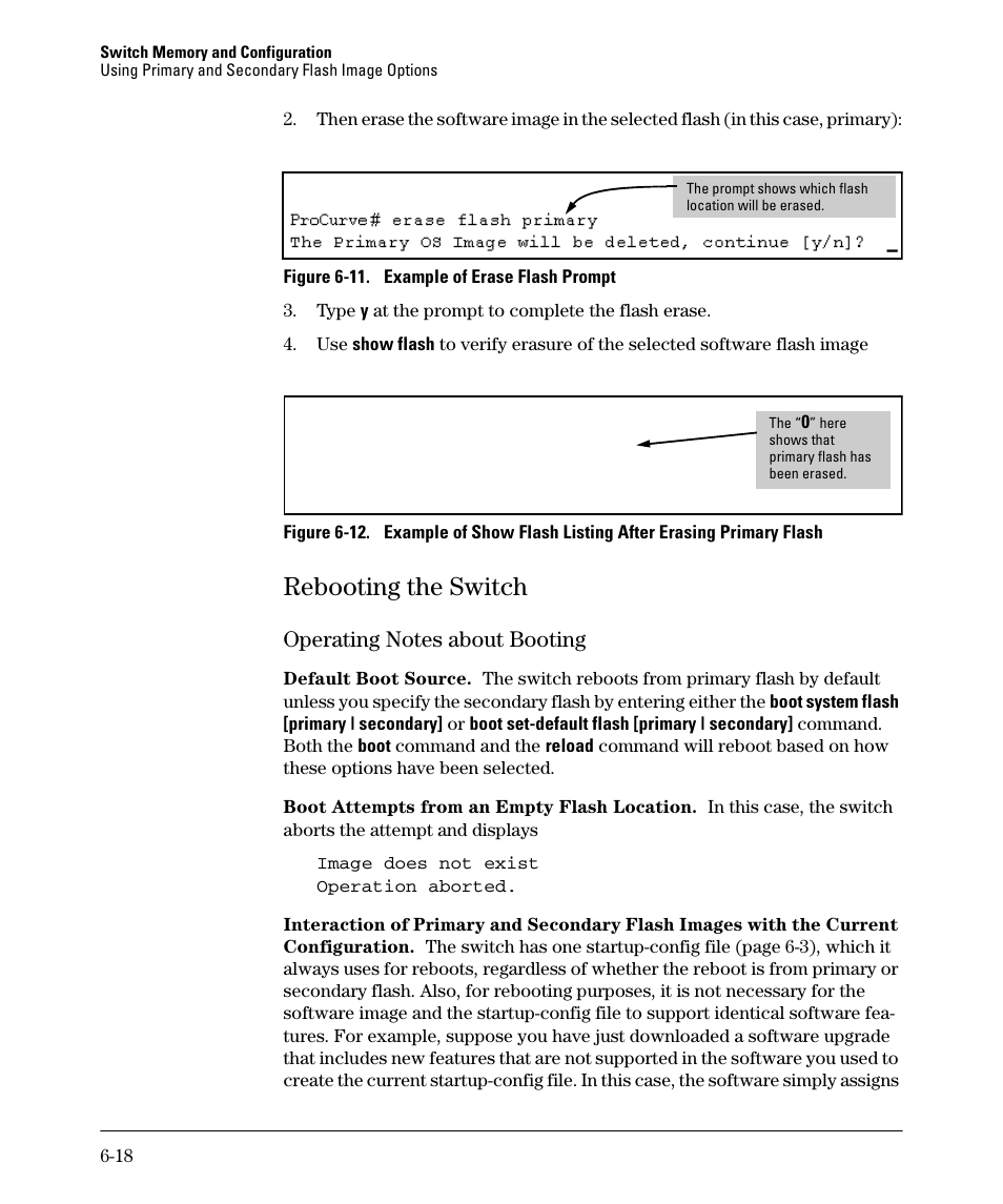 Rebooting the switch, Operating notes about booting, Rebooting the switch -18 | Operating notes about booting -18 | HP 2910AL User Manual | Page 126 / 618