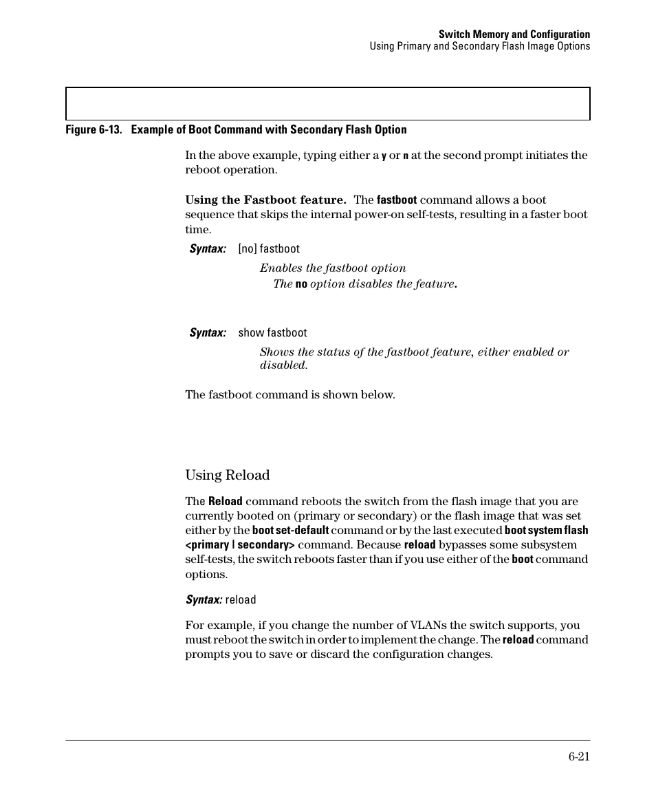 Using reload, Using reload -21 | HP 2910AL User Manual | Page 129 / 618