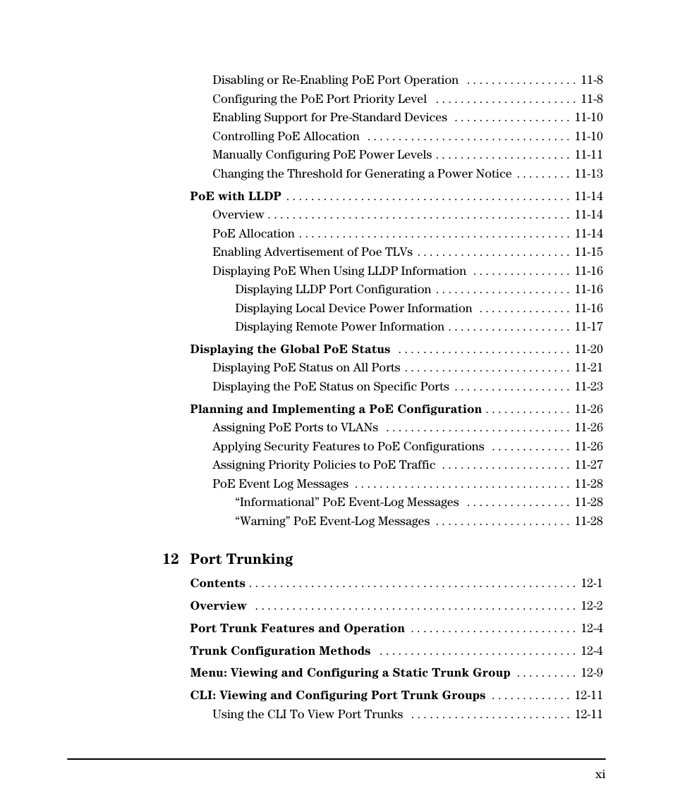 12 port trunking | HP 2910AL User Manual | Page 13 / 618