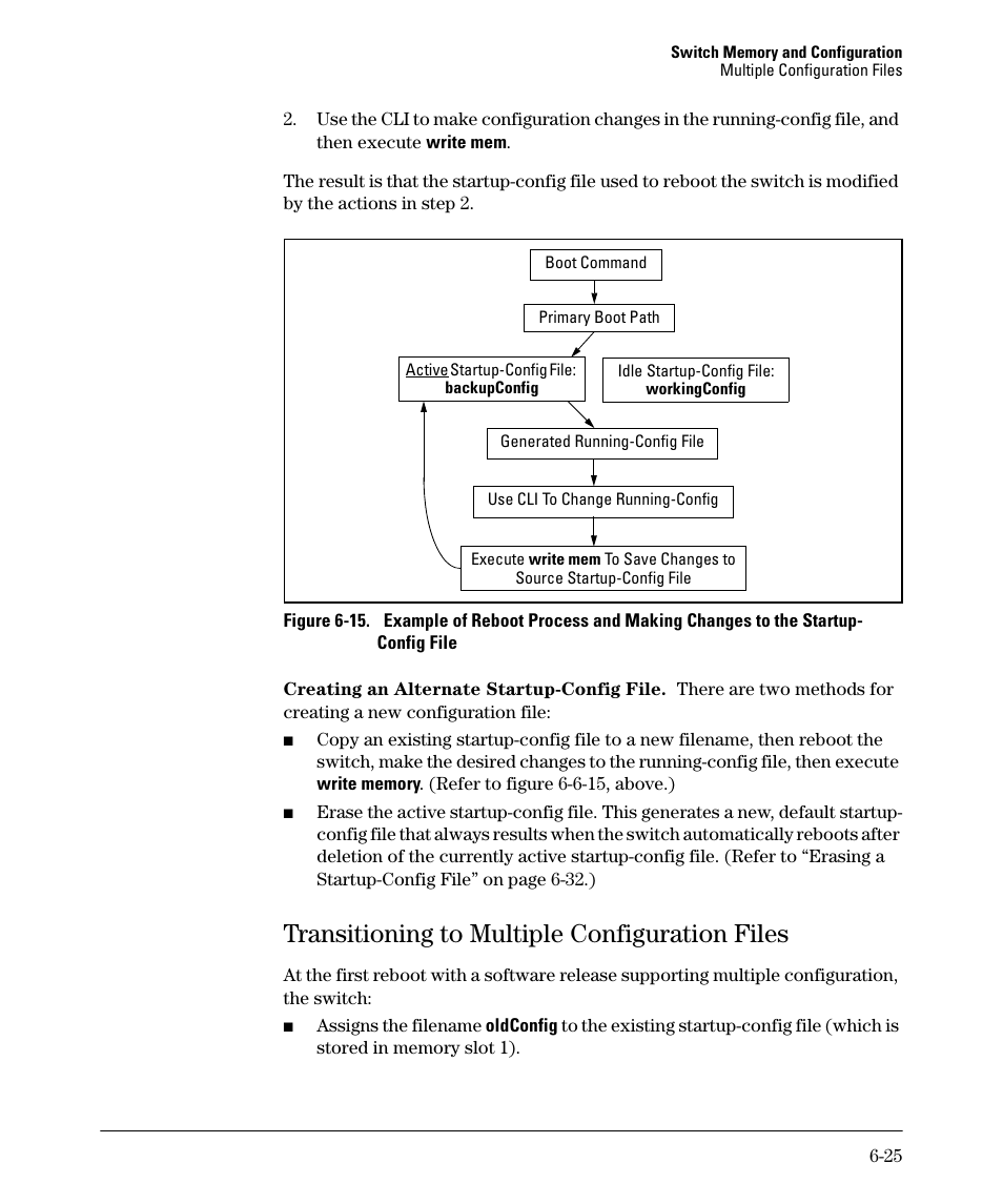 Transitioning to multiple configuration files, Transitioning to multiple configuration files -25 | HP 2910AL User Manual | Page 133 / 618