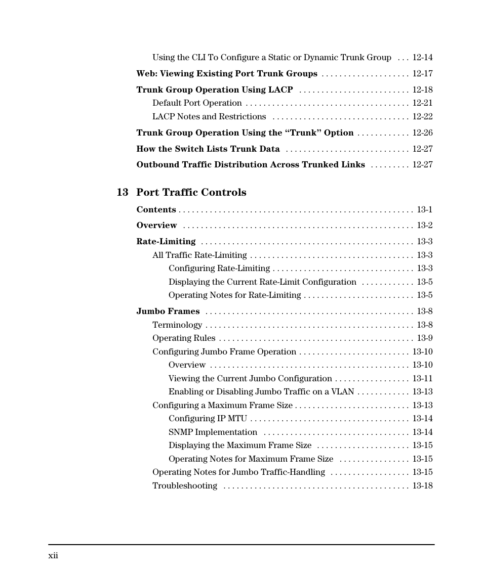 13 port traffic controls | HP 2910AL User Manual | Page 14 / 618