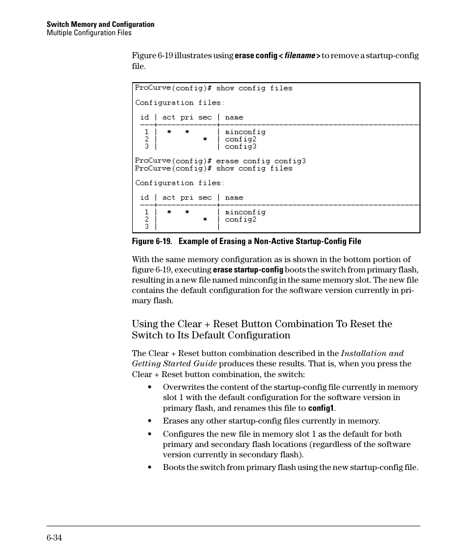 Switch to its default configuration -34 | HP 2910AL User Manual | Page 142 / 618