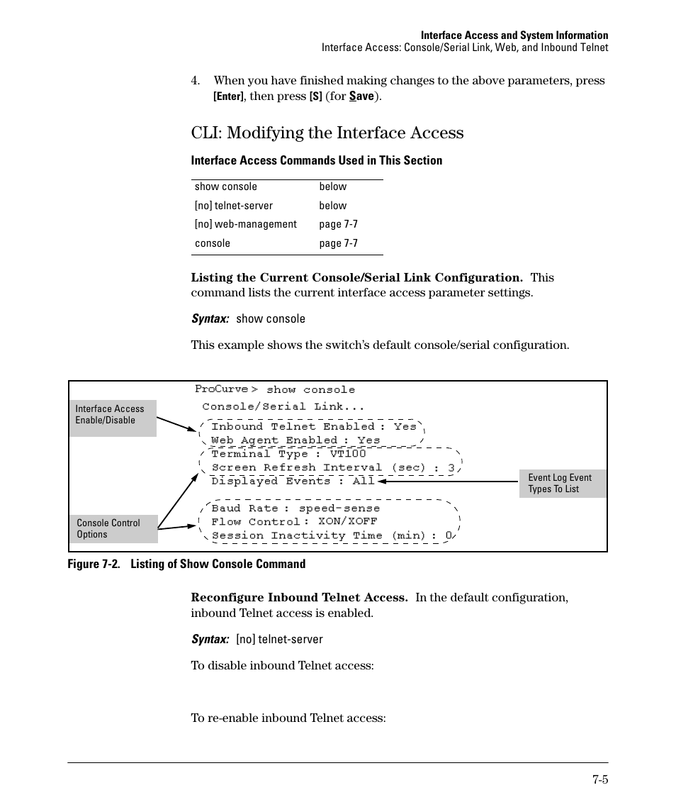 Cli: modifying the interface access, Cli: modifying the interface access -5 | HP 2910AL User Manual | Page 151 / 618