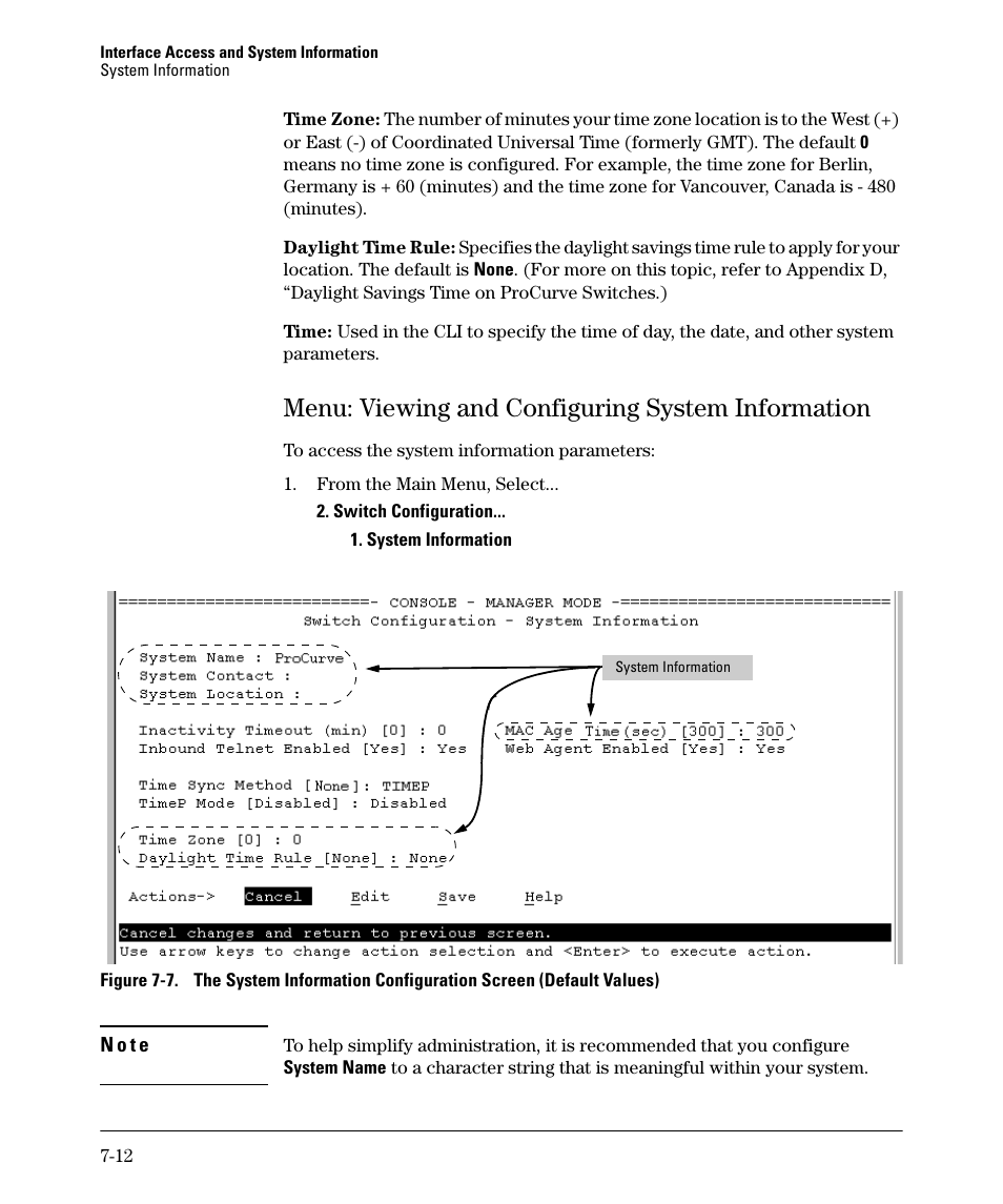 Menu: viewing and configuring system information | HP 2910AL User Manual | Page 158 / 618