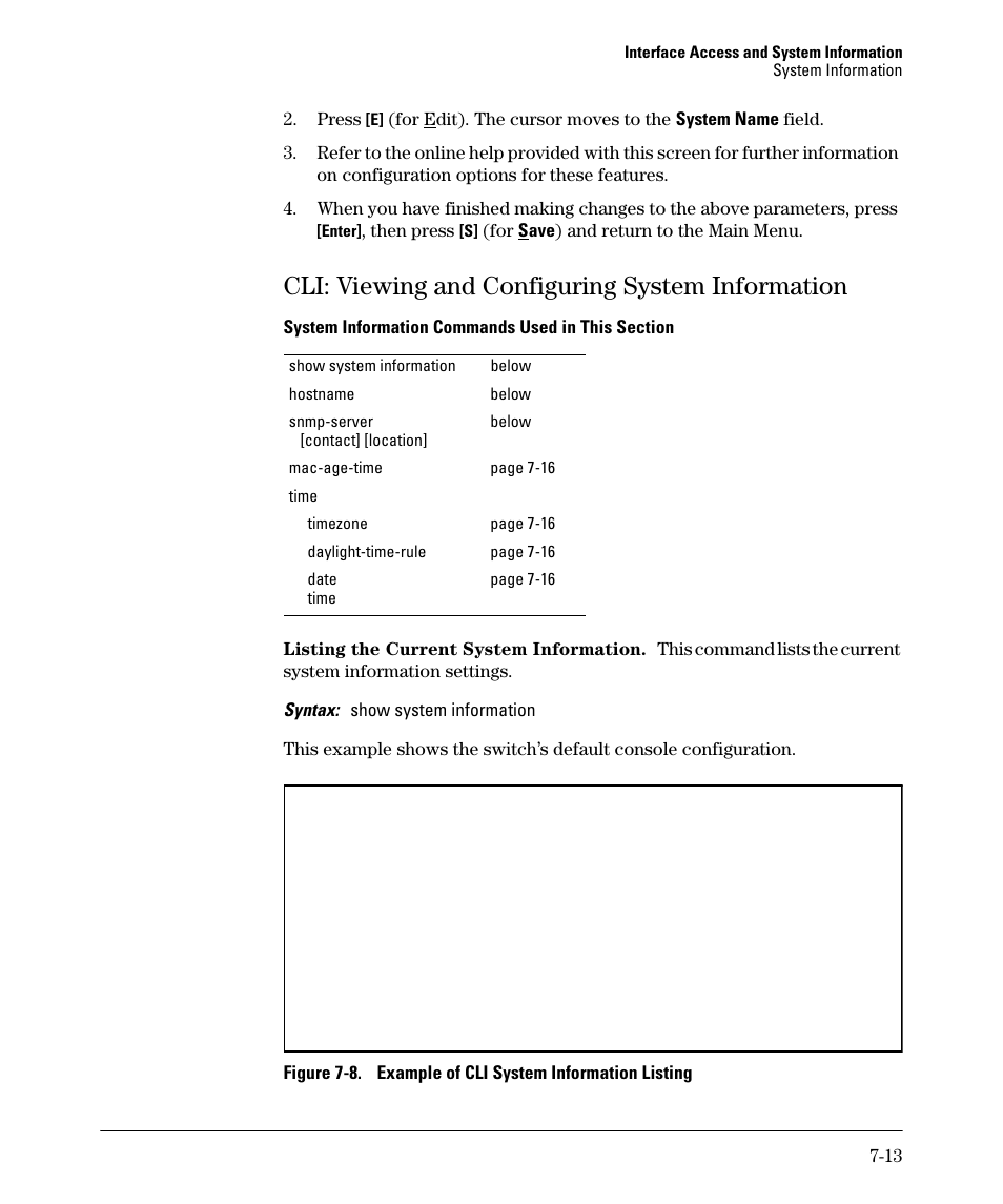 Cli: viewing and configuring system information | HP 2910AL User Manual | Page 159 / 618