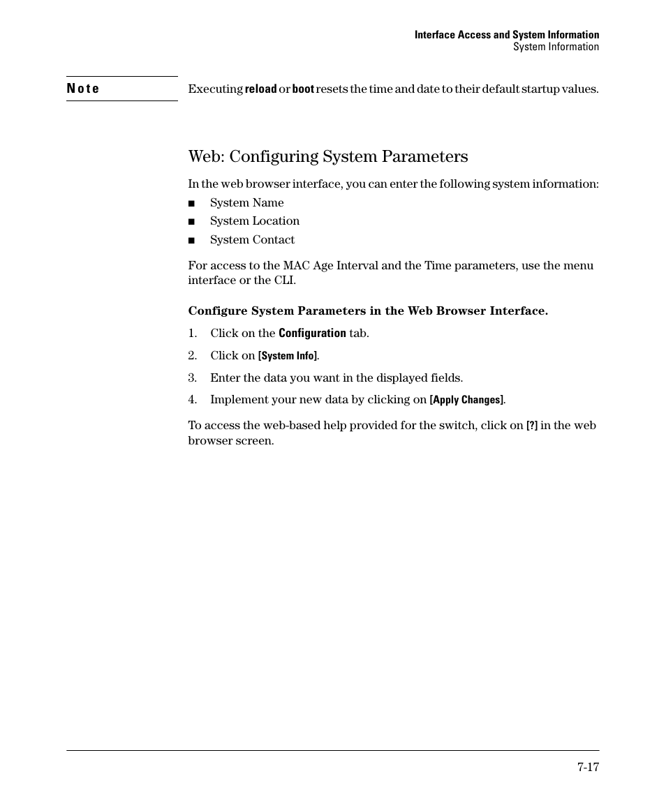 Web: configuring system parameters, Web: configuring system parameters -17 | HP 2910AL User Manual | Page 163 / 618