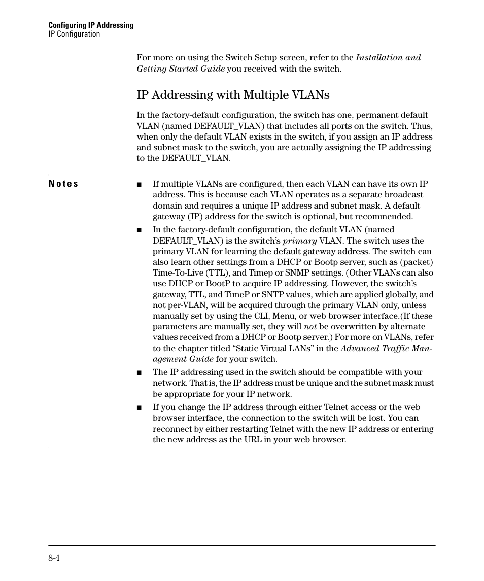 Ip addressing with multiple vlans, Ip addressing with multiple vlans -4 | HP 2910AL User Manual | Page 168 / 618